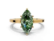 Solitaire Engagement Ring Setting for Fancy Green Marquise Center with Flat-Sided Plain Band and Prong Head in Yellow Gold