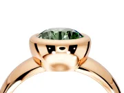 Solitaire Engagement Ring Setting for Fancy Green Round Cut Center with Wide Band and Bezel Head in Rose Gold
