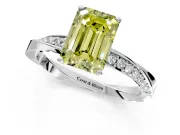 Side Accent Engagement Ring Setting for Fancy Yellow Emerald Cut Center with Accent Shoulders and Prong Head in Sterling Silver