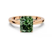 Solitaire Engagement Ring Setting for Fancy Green Radiant Cut Center with Open Cathedral Shoulders and Prong Head in Rose Gold
