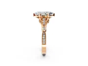 Solitaire Engagement Ring Setting for Marquise Center with Marquise and Bezel Accents and Prong Head in Rose Gold