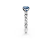 Rope Engagement Ring Setting for Fancy Blue Cushion Cut Center with Accent Shoulders and Prong Head in Sterling Silver