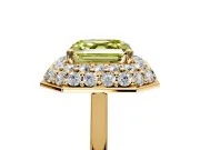 Halo Engagement Ring Setting for Fancy Yellow Asscher Cut Center with Plain Tapered Band and Prong Head in Yellow Gold