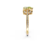 Cathedral Engagement Ring Setting for Fancy Yellow Pear-Shaped Center with Antique-Style Pave Band and Prong Head in Yellow Gold