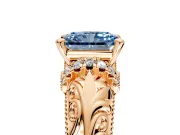 Solitaire Engagement Ring Setting for Fancy Blue Radiant Cut Center with Filigree Accent Basket and Prong Head in Rose Gold