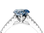 Solitaire Engagement Ring Setting for Fancy Blue Heart-Shaped Center with Pave Split Shank and Prong Head in Platinum