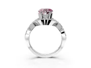 Halo Engagement Ring Setting for Fancy Pink Heart-Shaped Center with Pave Infinity Twist Band and Prong Head in Sterling Silver
