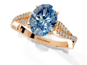 Solitaire Engagement Ring Setting for Fancy Blue Oval Center with Twisted Pave Split Shank and Prong Head in Rose Gold