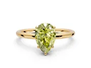 Solitaire Engagement Ring Setting for Fancy Yellow Pear-Shaped Center with Plain Band, Open Basket and Prong Head in Yellow Gold