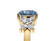 Floral Engagement Ring Setting for Fancy Blue Radiant Cut Center with Marquise Cluster Shoulders and Prong Head in Yellow Gold