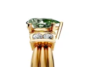 Solitaire Engagement Ring Setting for Fancy Green Pear-Shaped Center with Grooved Bar Accent Band and Prong Head in Yellow Gold