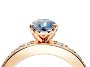 Solitaire Engagement Ring Setting for Fancy Blue Pear-Shaped Center with Channel-Set Accents and Prong Head in Rose Gold