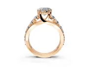 Solitaire Engagement Ring Setting for Heart-Shaped Center with Graduated Shared Prongs and Prong Head in Rose Gold