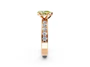 Solitaire Engagement Ring Setting for Fancy Yellow Pear-Shaped Center with Channel-Set Accents and Prong Head in Rose Gold