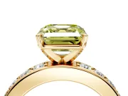Solitaire Engagement Ring Setting for Fancy Yellow Asscher Cut Center with Channel-Set Accents and Prong Head in Yellow Gold