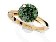 Solitaire Engagement Ring Setting for Fancy Green Round Cut Center with Open Cathedral Shoulders and Prong Head in Yellow Gold