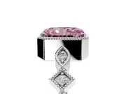 Milgrain Bezel Engagement Ring Setting for Fancy Pink Radiant Cut Center with Marquise Stations and Bezel Head in Platinum