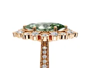 Milgrain Halo Engagement Ring Setting for Fancy Green Marquise Center with Bezel Point Accents and Prong Head in Rose Gold