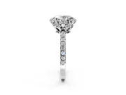 Halo Engagement Ring Setting for Oval Center with Openwork Halo, Pave Band and Prong Head in Sterling Silver