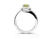 Paired Accent Engagement Ring Setting for Fancy Yellow Emerald Cut Center with Pave Band and Prong Head in Sterling Silver