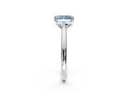 Solitaire Engagement Ring Setting for Fancy Blue Radiant Cut Center with Narrow Cathedral Band and Prong Head in White Gold