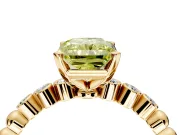 Solitaire Engagement Ring Setting for Fancy Yellow Radiant Cut Center with Bezel-Dot Beaded Band and Prong Head in Yellow Gold