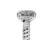 Rope Engagement Ring Setting for Emerald Cut Center with Accent Shoulders and Prong Head in Sterling Silver