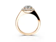 Halo Engagement Ring Setting for Round Cut Center with Plain Tapered Band and Prong Head in Rose Gold