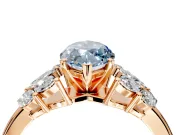 Leaf Cluster Engagement Ring Setting for Fancy Blue Marquise Center with Marquise Accents and Prong Head in Rose Gold