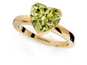Solitaire Engagement Ring Setting for Fancy Yellow Heart-Shaped Center with Plain Band and Flat Tab Prong Head in Yellow Gold