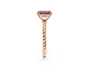 Solitaire Engagement Ring Setting for Fancy Pink Emerald Cut Center with Plain Twisted Rope Band and Prong Head in Rose Gold
