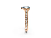 Solitaire Engagement Ring Setting for Fancy Blue Pear-Shaped Center with Engraved Pave Band and Prong Head in Rose Gold