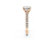 Solitaire Engagement Ring Setting for Princess Cut Center with Single Row Accent Band and Prong Head in Rose Gold