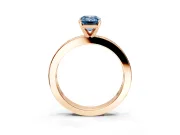 Solitaire Engagement Ring Setting for Fancy Blue Emerald Cut Center with Channel Baguette Band and Prong Head in Rose Gold