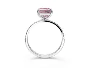 Solitaire Engagement Ring Setting for Fancy Pink Princess Cut Center with Pave Accents and Prong Head in Platinum