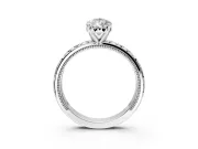 Solitaire Engagement Ring Setting for Pear-Shaped Center with XO Engraved Band and Prong Head in Sterling Silver