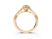 Solitaire Engagement Ring Setting for Fancy Yellow Oval Center with Twisted Pave Split Shank and Prong Head in Rose Gold