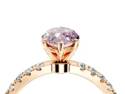 Open Basket Engagement Ring Setting for Fancy Pink Marquise Center with Pave Band and Prong Head in Rose Gold