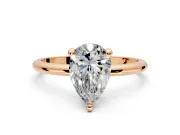Minimalist Solitaire Engagement Ring Setting for Pear-Shaped Center with Thin Band and Prong Head in Rose Gold
