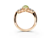 Cluster Engagement Ring Setting for Fancy Yellow Marquise Center with Round Cut Accent Frame and Prong Head in Rose Gold