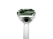 Solitaire Engagement Ring Setting for Fancy Green Asscher Cut Center with Basket Rail and Prong Head in White Gold