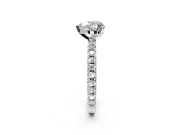 Solitaire Engagement Ring Setting for Heart-Shaped Center with Fine Pave Band and Claw Prong Head in Platinum