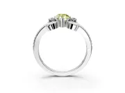 Solitaire Engagement Ring Setting for Fancy Yellow Pear-Shaped Center with Twisted Band and Scroll Prong Head in Sterling Silver