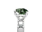 5 Stone Engagement Ring Setting for Fancy Green Round Cut Center with Plain Band and Prong Head in White Gold