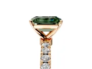 Open Basket Engagement Ring Setting for Fancy Green Emerald Cut Center with Pave Band and Prong Head in Rose Gold
