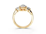 3 Stone Engagement Ring Setting for Marquise Center with Matching Side Accents and Prong Head in Yellow Gold