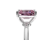Minimalist Solitaire Engagement Ring Setting for Fancy Pink Emerald Cut Center with Thin Band and Prong Head in White Gold