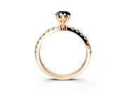 Open Basket Engagement Ring Setting for Fancy Black Pear-Shaped Center with Pave Band and Prong Head in Rose Gold