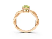 Solitaire Engagement Ring Setting for Fancy Yellow Cushion Cut Center with Twisted Pave Band and Prong Head in Rose Gold
