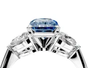 3 Stone Engagement Ring Setting for Fancy Blue Radiant Cut Center with Large Pear-Shaped Accents and Prong Head in Sterling Silver